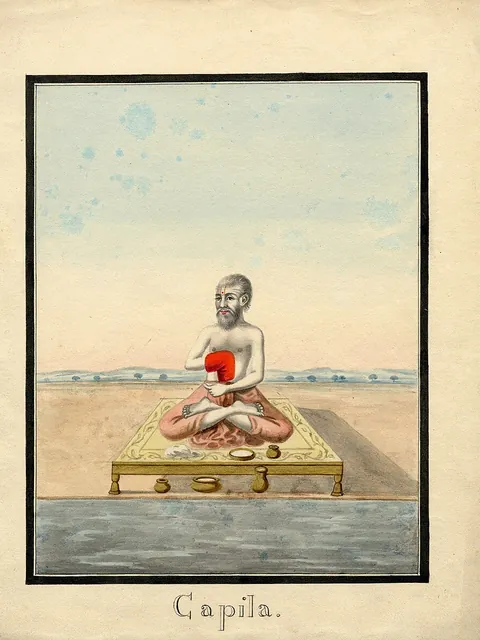 Sri Kapila and Sri Īśvarakṛṣṇa — Sri Kapila — a Company School painting